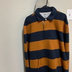 Bonobos Men's Casual Striped Shirt - Navy and Orange